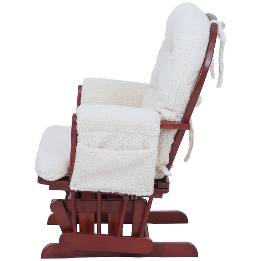 Cosmo Casa - Schommel Relaxstoel met Kruk - Bouclé Bekleding - Crèmekleurig Frame - Donkere Bekleding