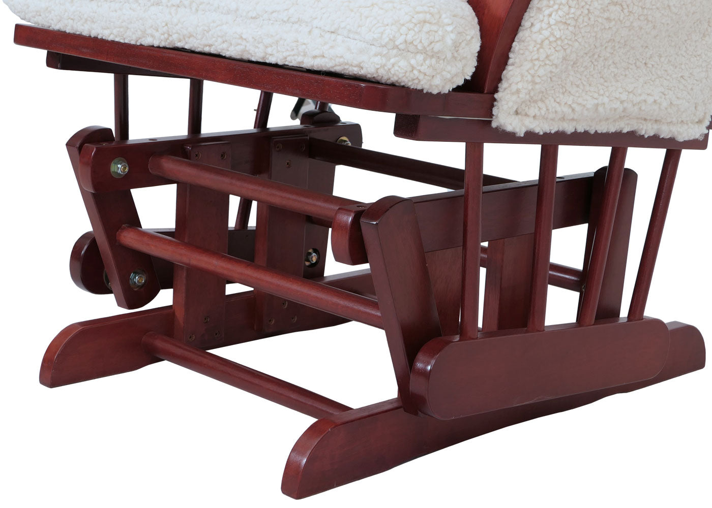 Cosmo Casa - Schommel Relaxstoel met Kruk - Bouclé Bekleding - Crèmekleurig Frame - Donkere Bekleding