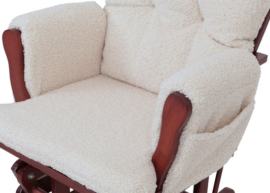 Cosmo Casa - Schommel Relaxstoel met Kruk - Bouclé Bekleding - Crèmekleurig Frame - Donkere Bekleding