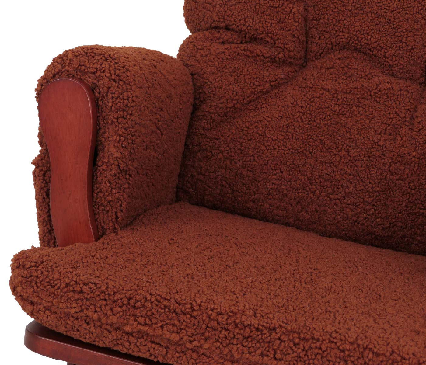 Cosmo Casa - Relax-Schommelstoel met Kruk - Bouclé Stof - Roestbruin - Donker Frame