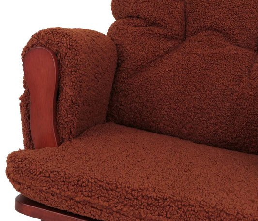 Cosmo Casa - Relax-Schommelstoel met Kruk - Bouclé Stof - Roestbruin - Donker Frame