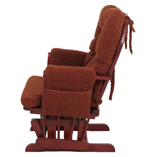 Cosmo Casa - Relax-Schommelstoel met Kruk - Bouclé Stof - Roestbruin - Donker Frame