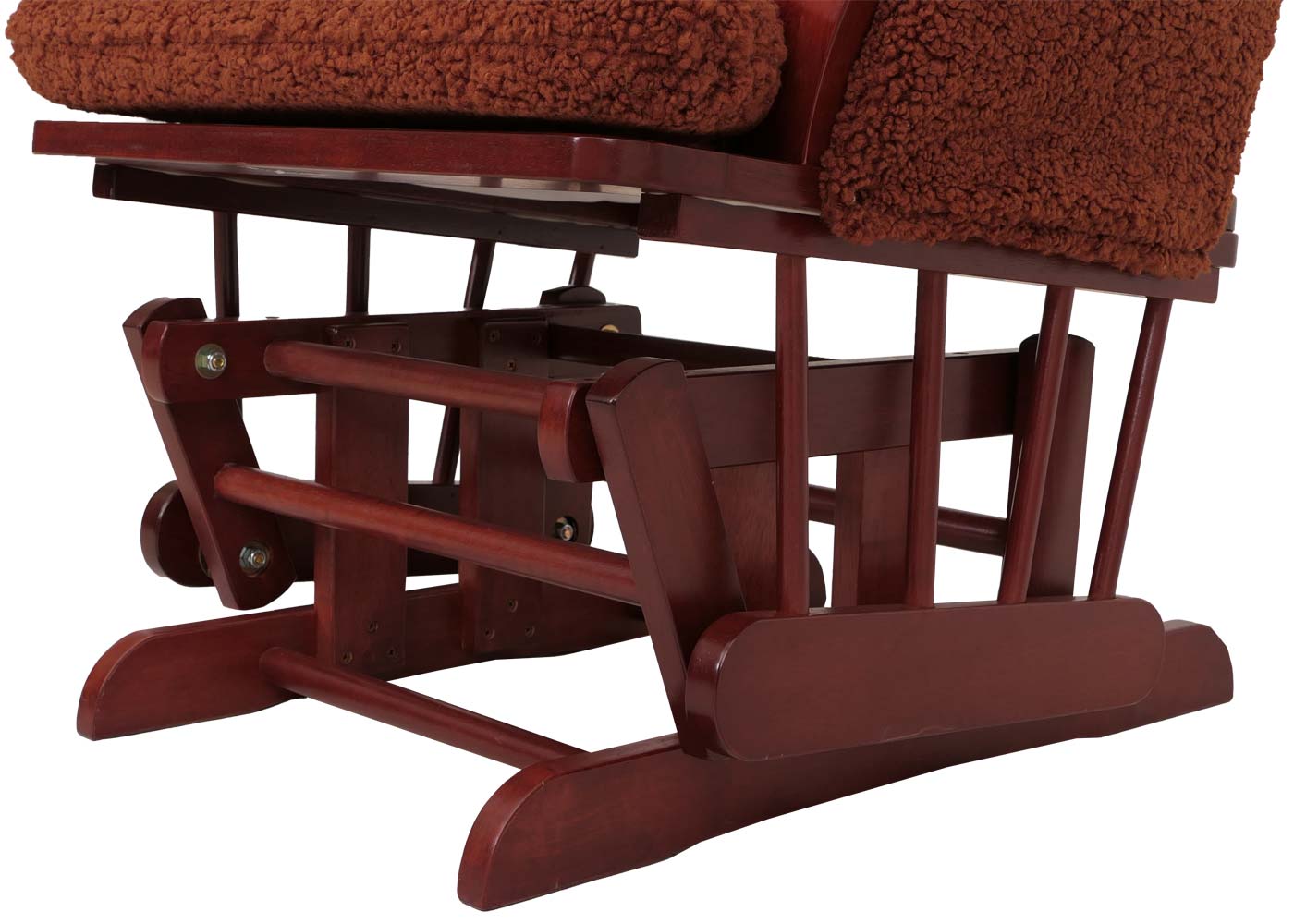 Cosmo Casa - Relax-Schommelstoel met Kruk - Bouclé Stof - Roestbruin - Donker Frame