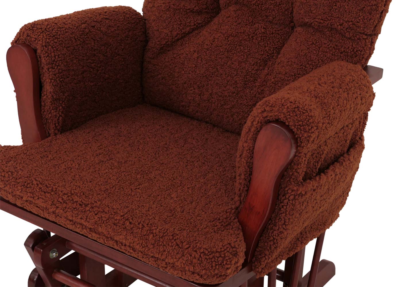 Cosmo Casa - Relax-Schommelstoel met Kruk - Bouclé Stof - Roestbruin - Donker Frame