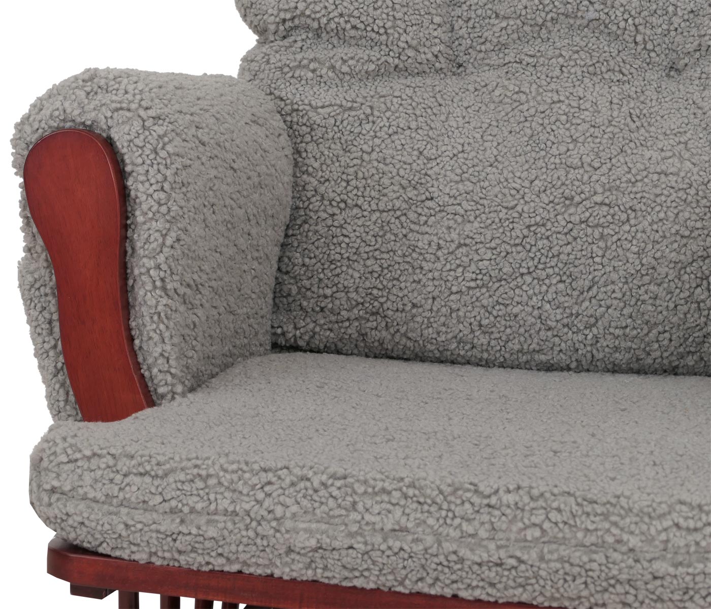 Cosmo Casa - Relax-Schommelstoel met Kruk - Bouclé Stof - Grijs - Donker Frame