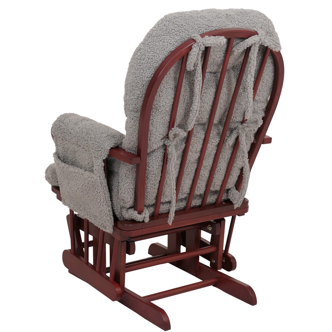 Cosmo Casa - Relax-Schommelstoel met Kruk - Bouclé Stof - Grijs - Donker Frame