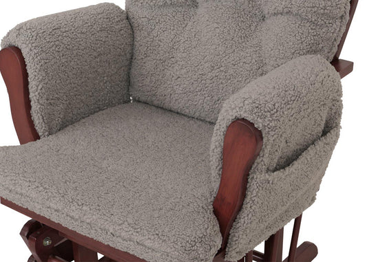 Cosmo Casa - Relax-Schommelstoel met Kruk - Bouclé Stof - Grijs - Donker Frame