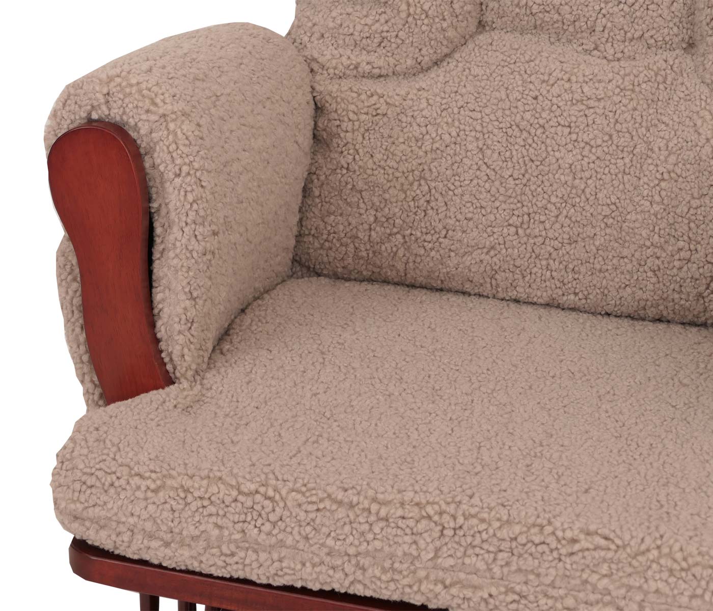 Cosmo Casa - Relax-Schommelstoel met Kruk - Bouclé Stof - Bruin - Donker Frame