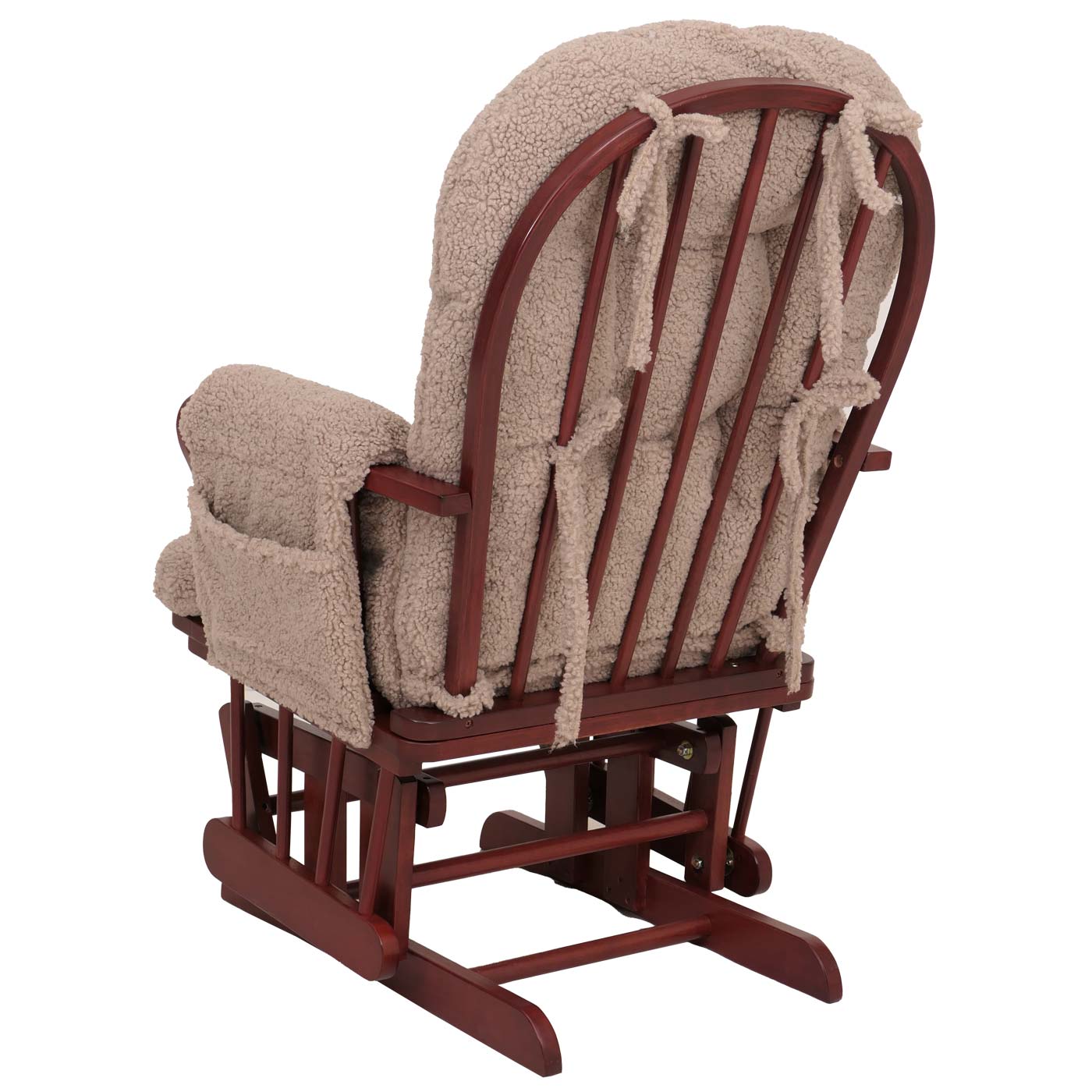 Cosmo Casa - Relax-Schommelstoel met Kruk - Bouclé Stof - Bruin - Donker Frame