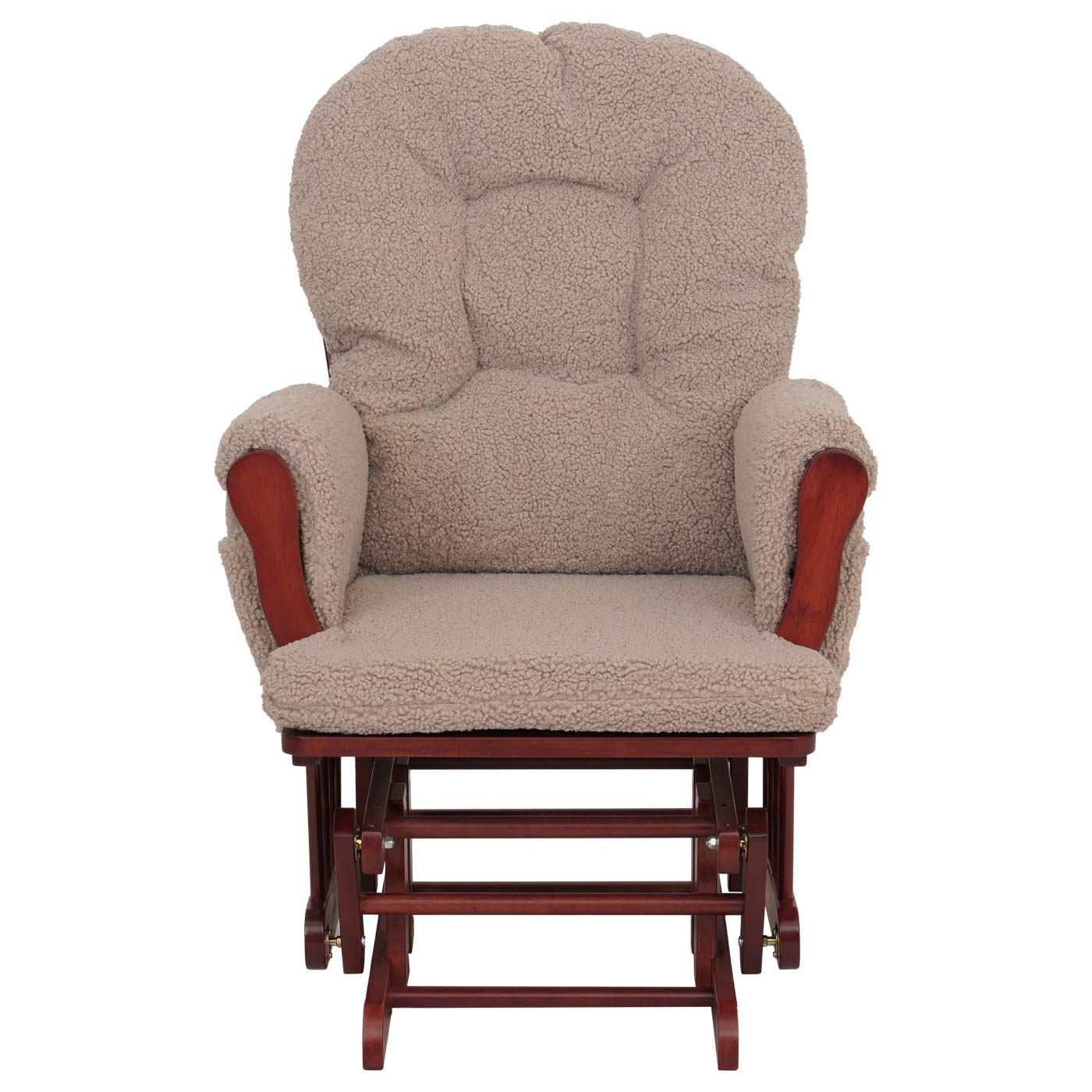 Cosmo Casa - Relax-Schommelstoel met Kruk - Bouclé Stof - Bruin - Donker Frame