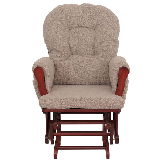 Cosmo Casa - Relax-Schommelstoel met Kruk - Bouclé Stof - Bruin - Donker Frame