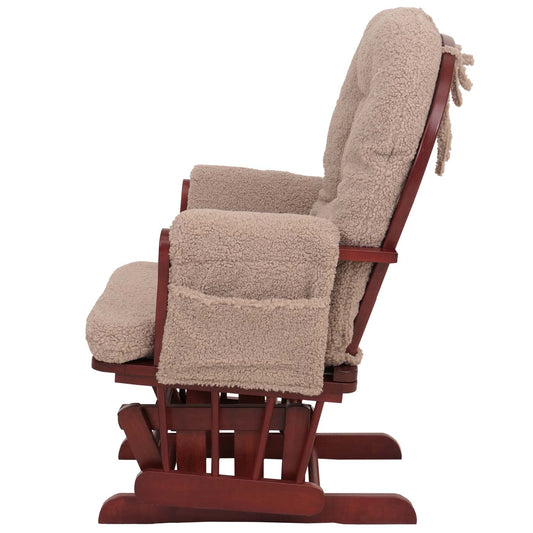 Cosmo Casa - Relax-Schommelstoel met Kruk - Bouclé Stof - Bruin - Donker Frame