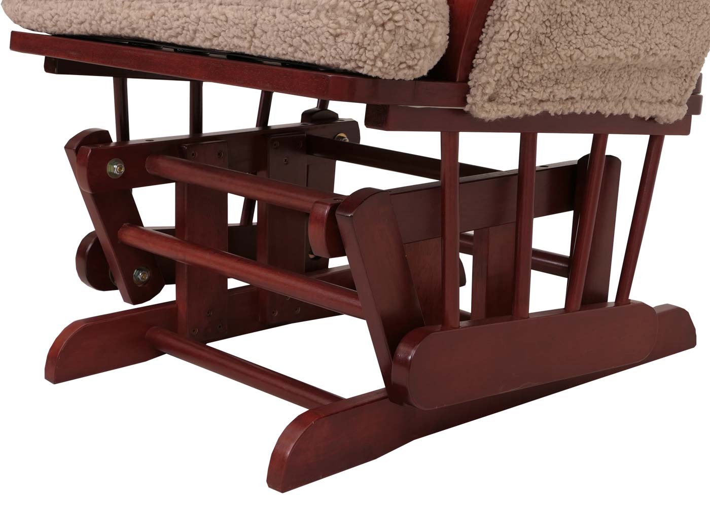 Cosmo Casa - Relax-Schommelstoel met Kruk - Bouclé Stof - Bruin - Donker Frame