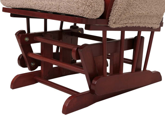 Cosmo Casa - Relax-Schommelstoel met Kruk - Bouclé Stof - Bruin - Donker Frame