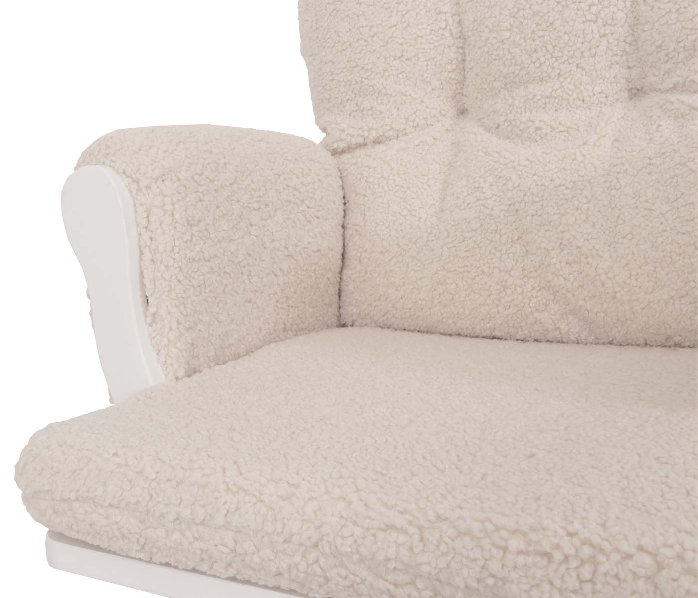 Cosmo Casa - Relax-Schommelstoel met Kruk - Bouclé Stof - Crème - Wit Frame