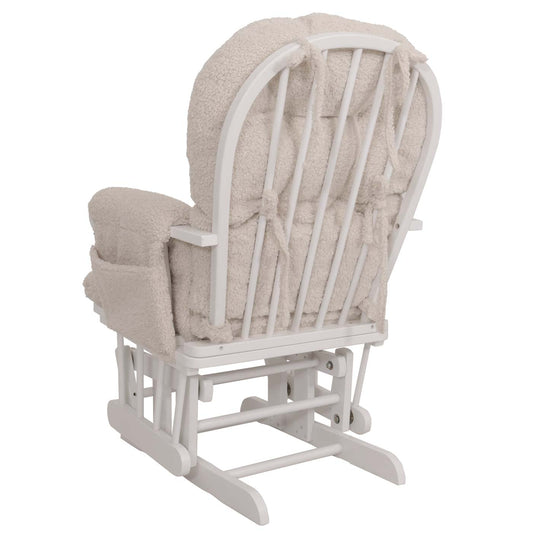 Cosmo Casa - Relax-Schommelstoel met Kruk - Bouclé Stof - Crème - Wit Frame