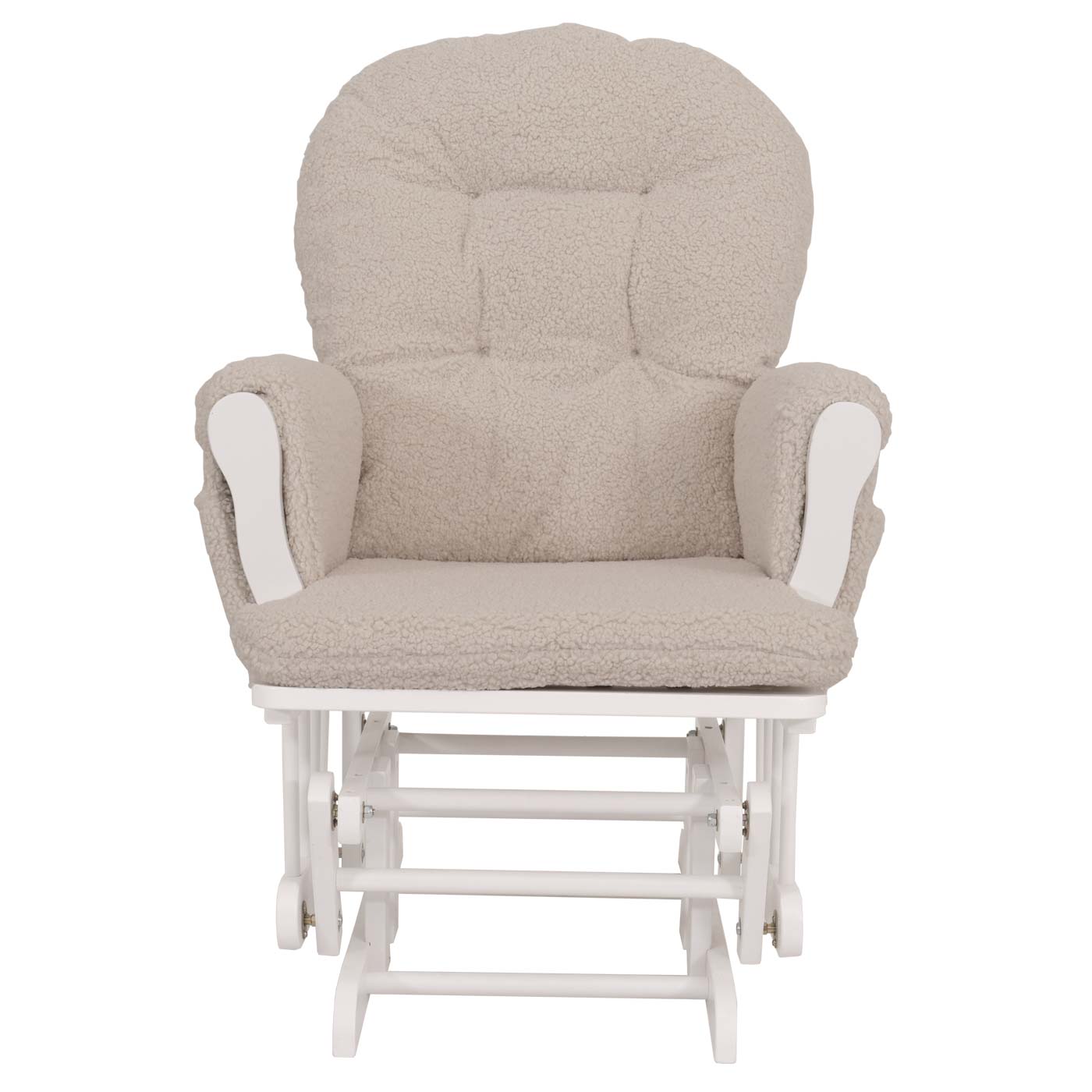 Cosmo Casa - Relax-Schommelstoel met Kruk - Bouclé Stof - Crème - Wit Frame
