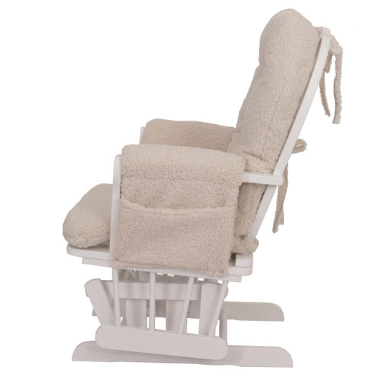 Cosmo Casa - Relax-Schommelstoel met Kruk - Bouclé Stof - Crème - Wit Frame