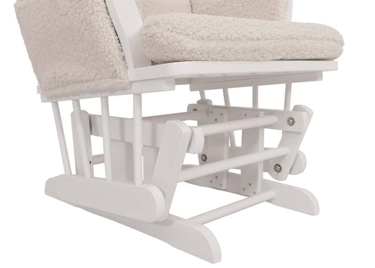 Cosmo Casa - Relax-Schommelstoel met Kruk - Bouclé Stof - Crème - Wit Frame