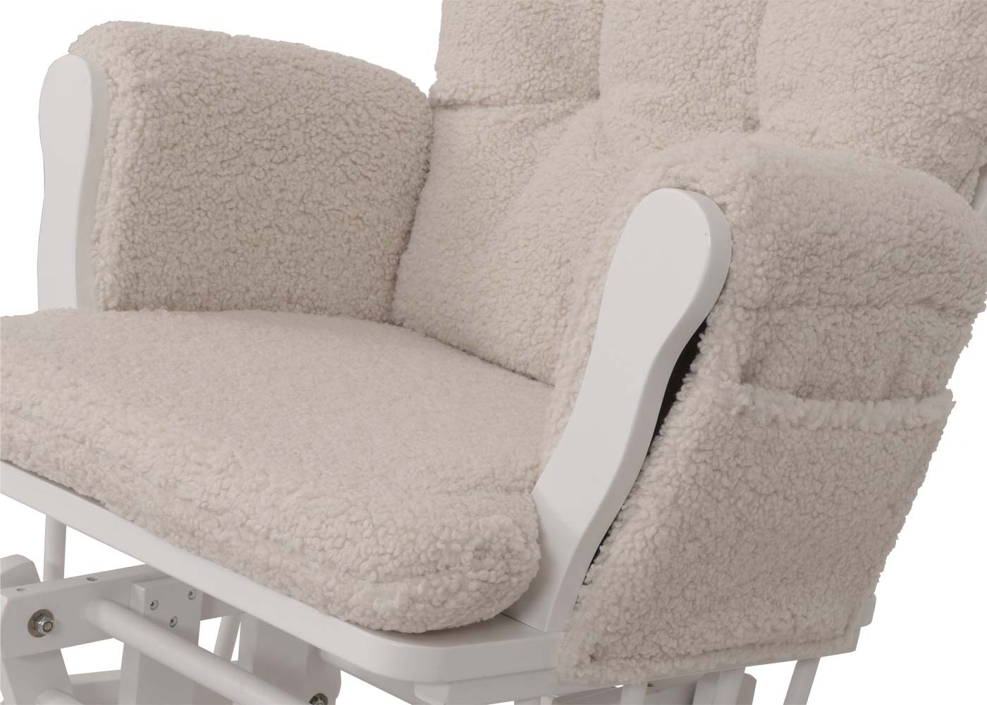 Cosmo Casa - Relax-Schommelstoel met Kruk - Bouclé Stof - Crème - Wit Frame