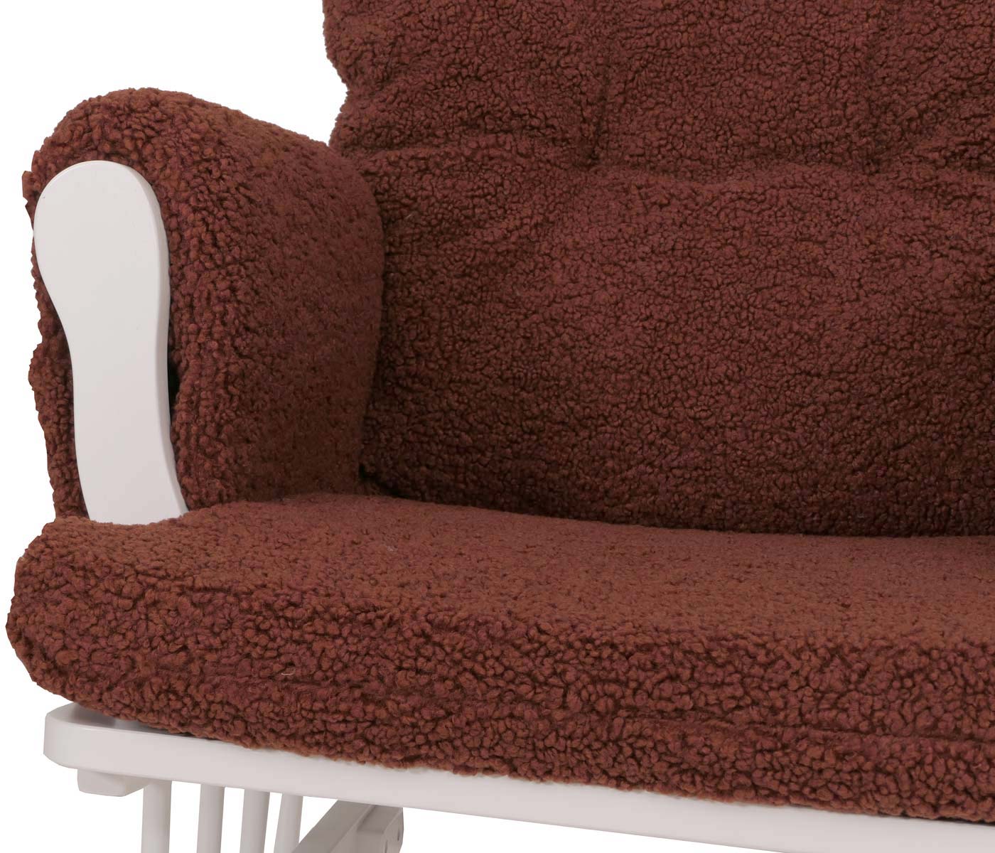 Cosmo Casa - Schommel Relaxstoel met Kruk - Bouclé Bekleding - Roestbruin - Wit Frame