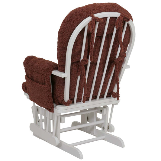 Cosmo Casa - Schommel Relaxstoel met Kruk - Bouclé Bekleding - Roestbruin - Wit Frame