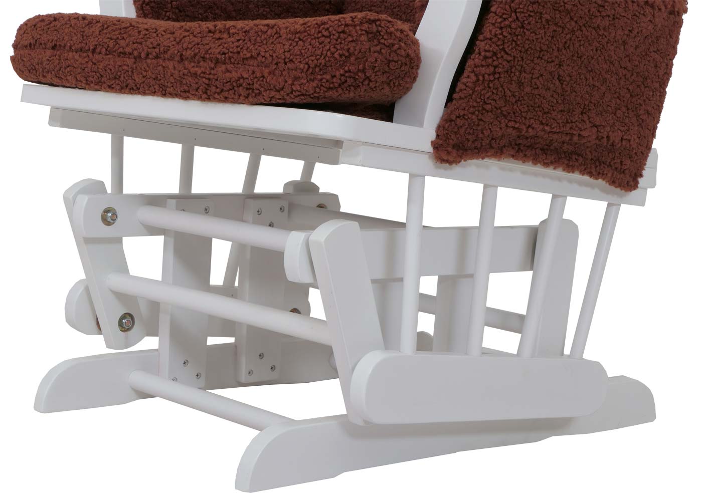 Cosmo Casa - Schommel Relaxstoel met Kruk - Bouclé Bekleding - Roestbruin - Wit Frame