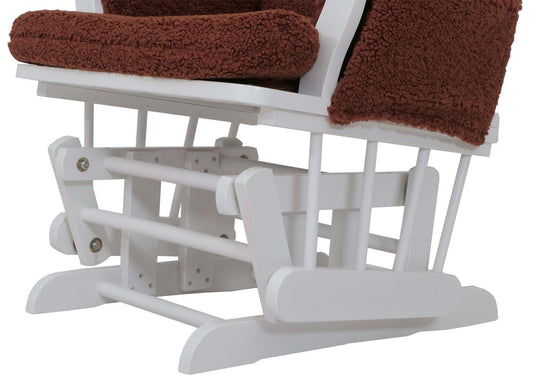 Cosmo Casa - Schommel Relaxstoel met Kruk - Bouclé Bekleding - Roestbruin - Wit Frame