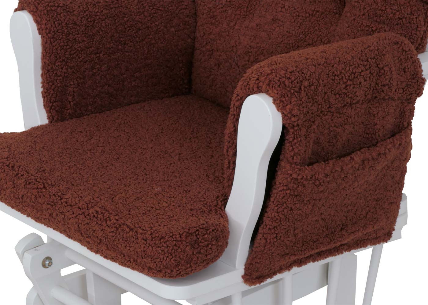 Cosmo Casa - Schommel Relaxstoel met Kruk - Bouclé Bekleding - Roestbruin - Wit Frame