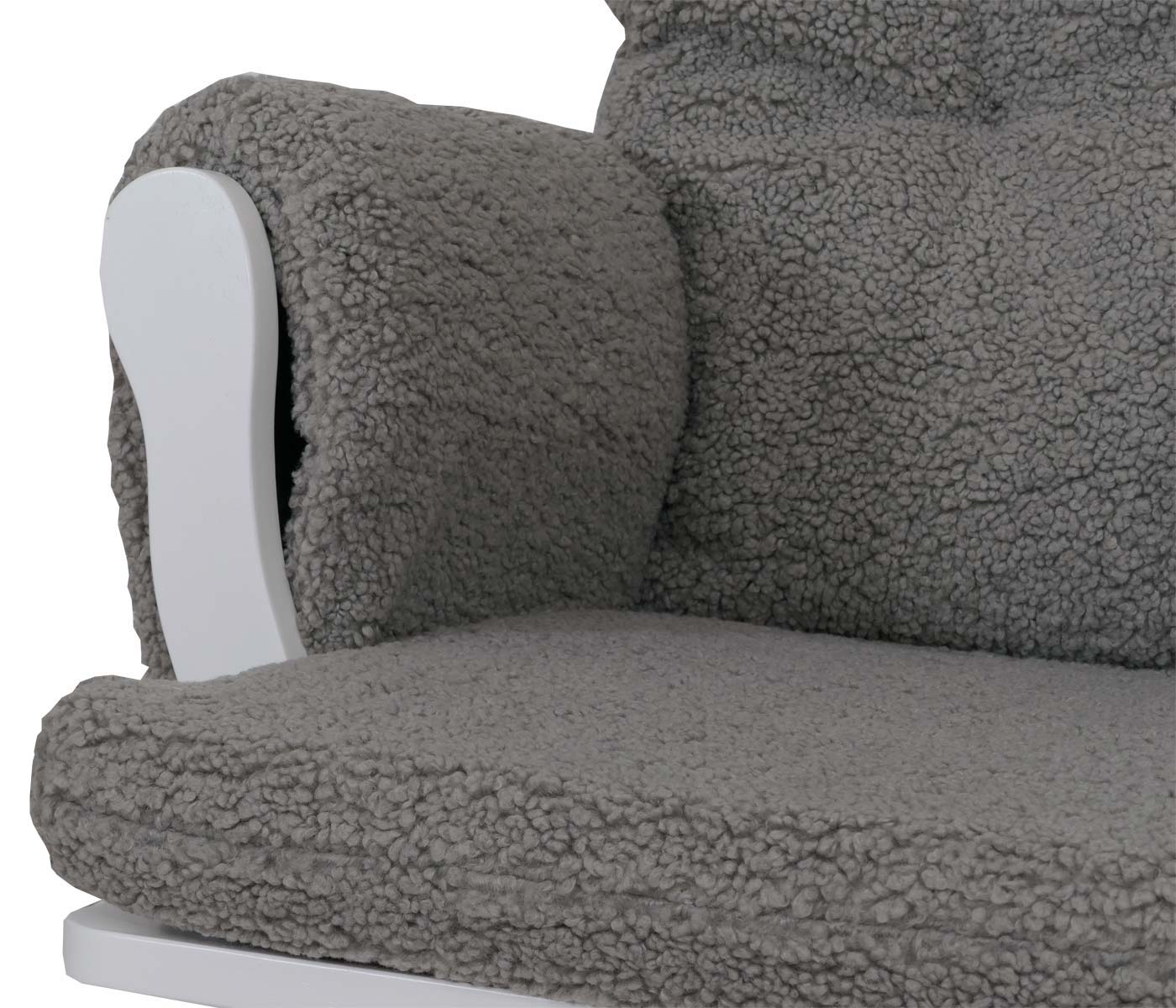 Cosmo Casa - Relax-Schommelstoel met Kruk - Bouclé Stof - Grijs - Wit Frame