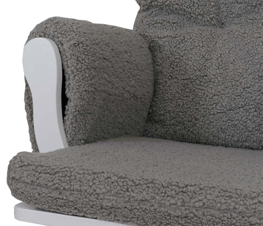 Cosmo Casa - Relax-Schommelstoel met Kruk - Bouclé Stof - Grijs - Wit Frame