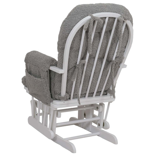 Cosmo Casa - Relax-Schommelstoel met Kruk - Bouclé Stof - Grijs - Wit Frame