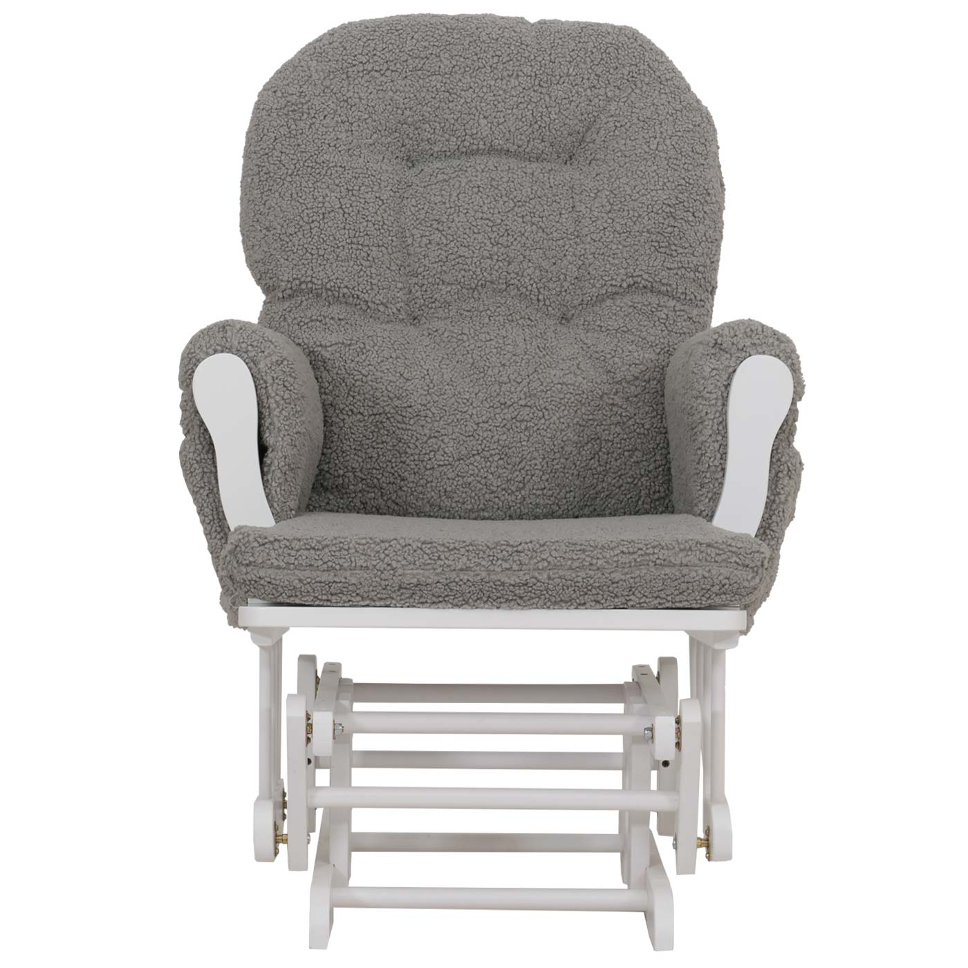 Cosmo Casa - Relax-Schommelstoel met Kruk - Bouclé Stof - Grijs - Wit Frame