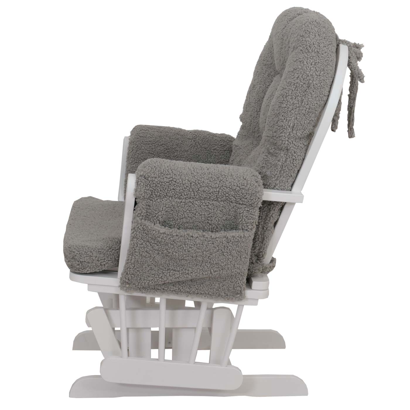 Cosmo Casa - Relax-Schommelstoel met Kruk - Bouclé Stof - Grijs - Wit Frame