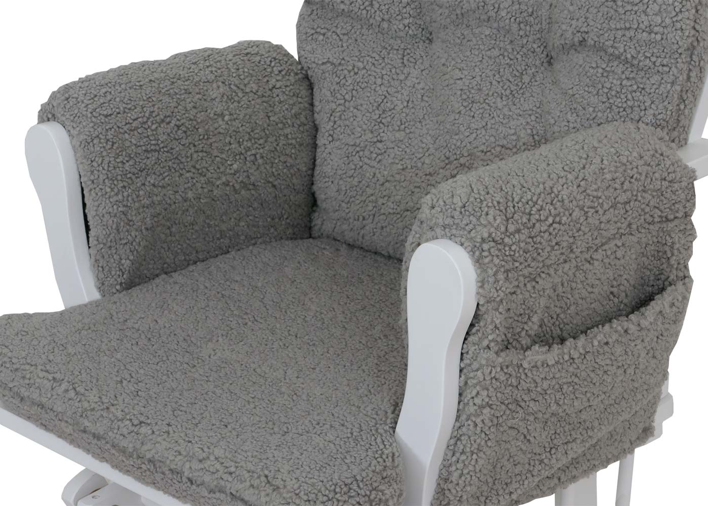 Cosmo Casa - Relax-Schommelstoel met Kruk - Bouclé Stof - Grijs - Wit Frame