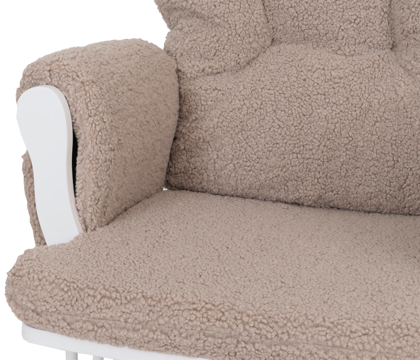 Cosmo Casa - Relax-Schommelstoel met Kruk - Bouclé Stof - Bruin - Wit Frame