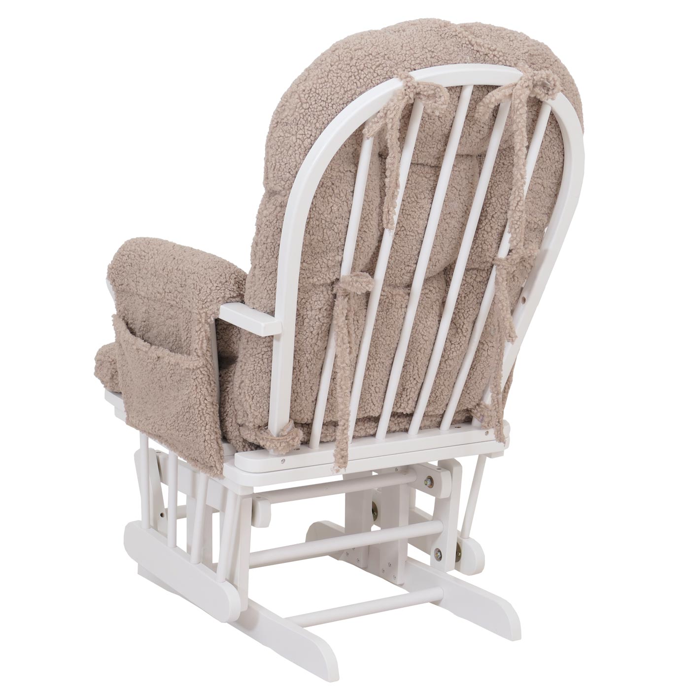 Cosmo Casa - Relax-Schommelstoel met Kruk - Bouclé Stof - Bruin - Wit Frame
