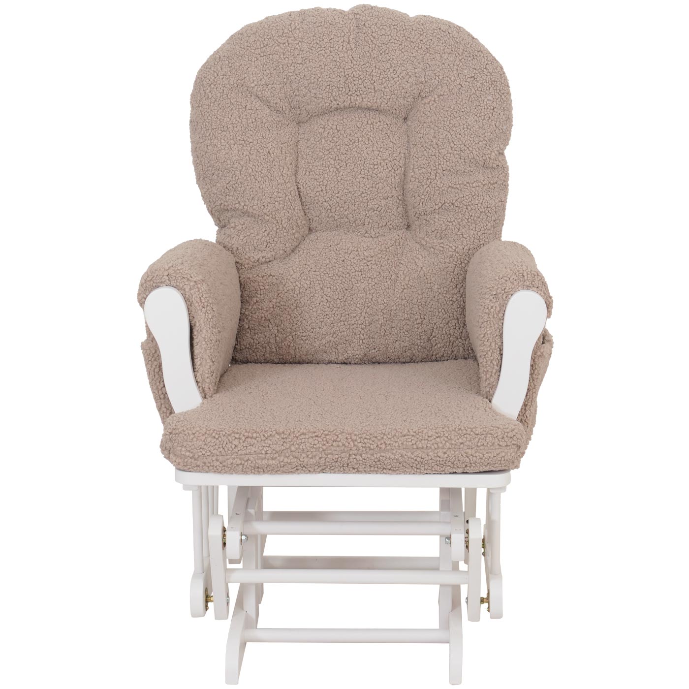 Cosmo Casa - Relax-Schommelstoel met Kruk - Bouclé Stof - Bruin - Wit Frame