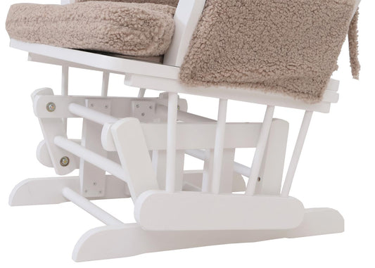 Cosmo Casa - Relax-Schommelstoel met Kruk - Bouclé Stof - Bruin - Wit Frame