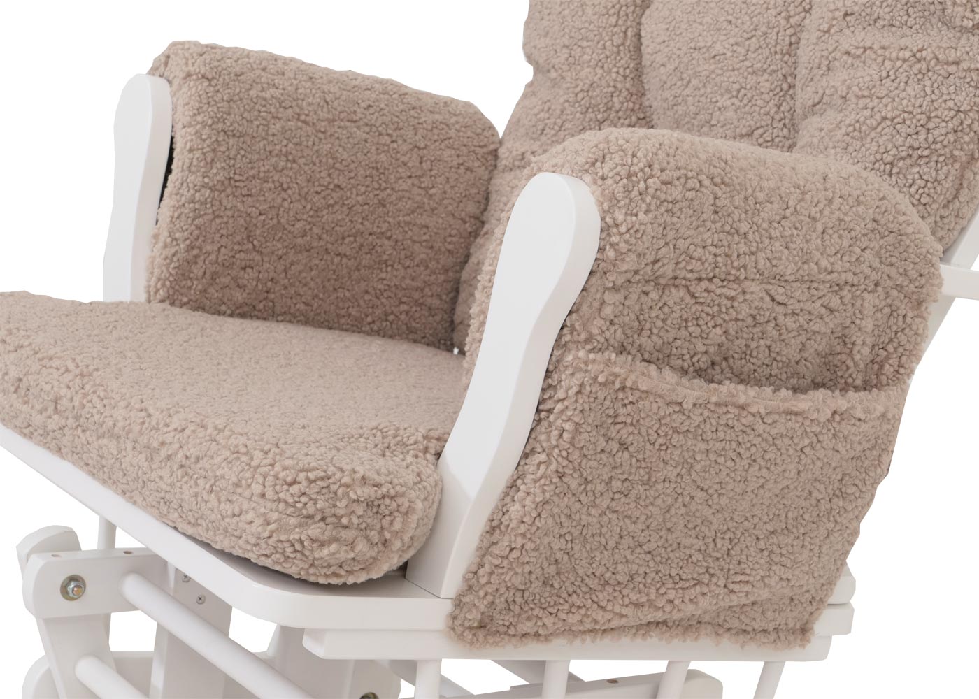 Cosmo Casa - Relax-Schommelstoel met Kruk - Bouclé Stof - Bruin - Wit Frame