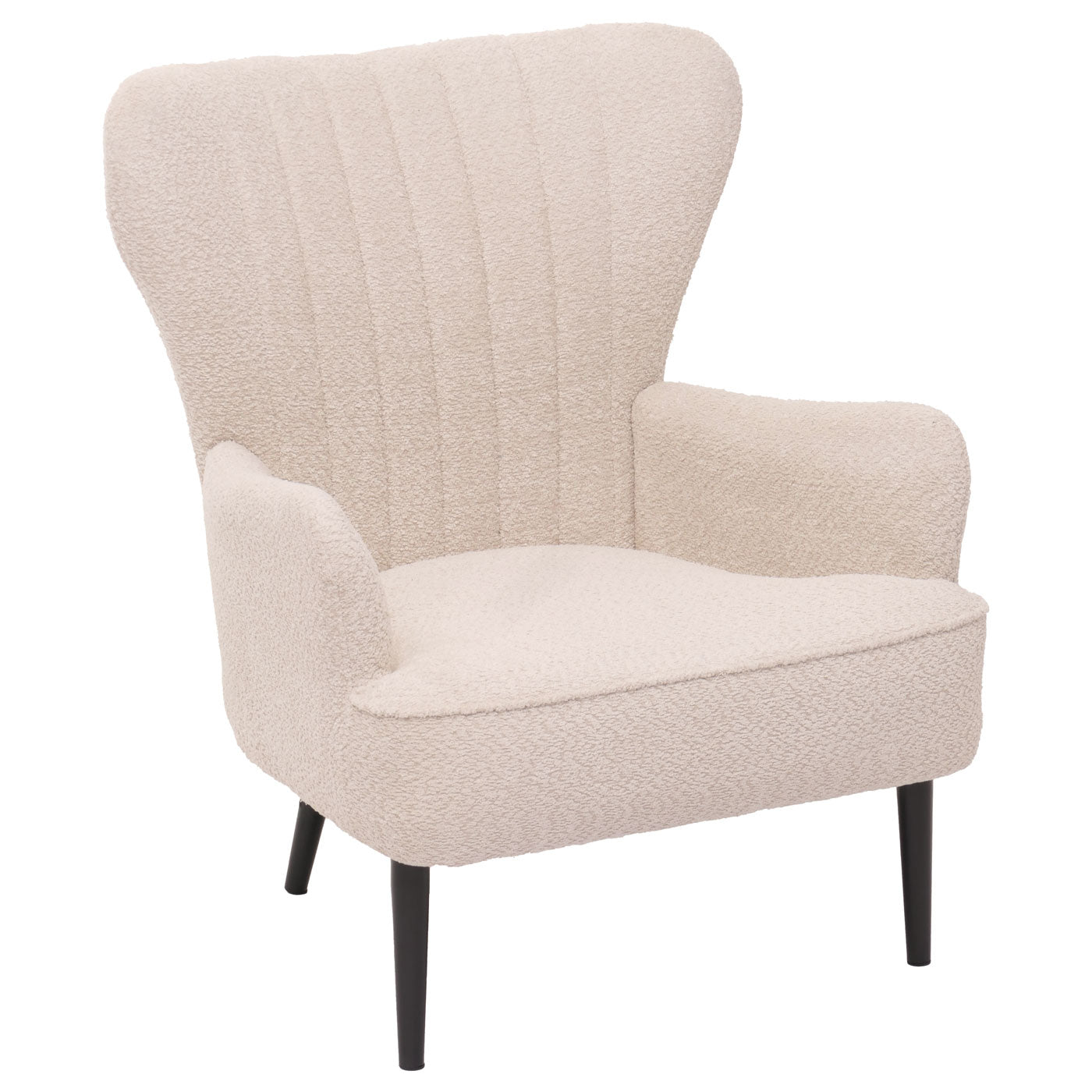 Cosmo Casa - Loungestoel - Cocktail-Vleugelfauteuil - Gestoffeerde Retro Vintage Stoel - Chenille Stof - 500gm - Crème-Beige