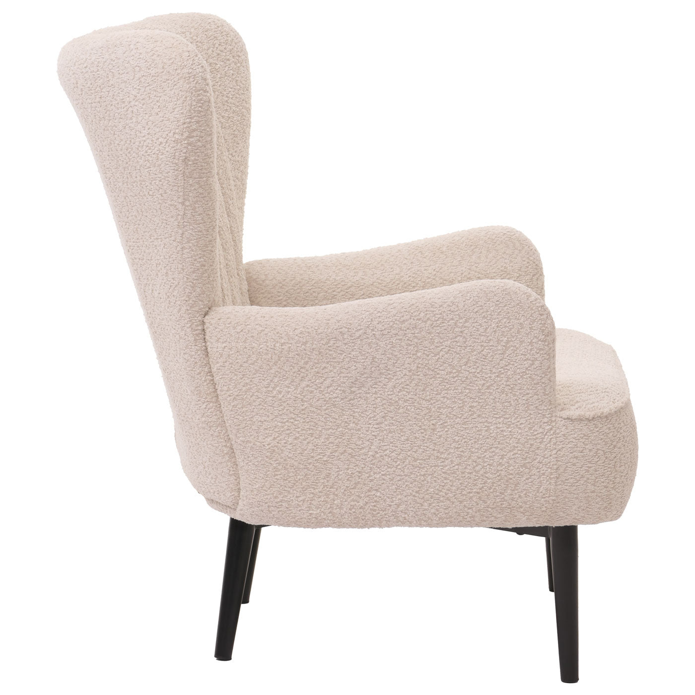 Cosmo Casa - Loungestoel - Cocktail-Vleugelfauteuil - Gestoffeerde Retro Vintage Stoel - Chenille Stof - 500gm - Crème-Beige