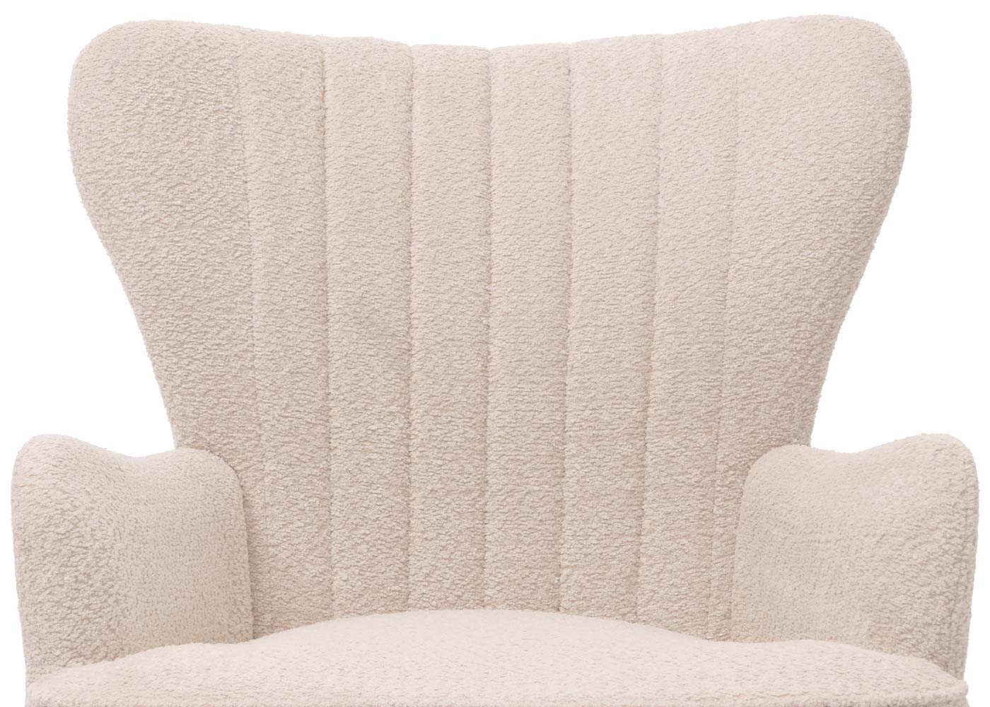 Cosmo Casa - Loungestoel - Cocktail-Vleugelfauteuil - Gestoffeerde Retro Vintage Stoel - Chenille Stof - 500gm - Crème-Beige