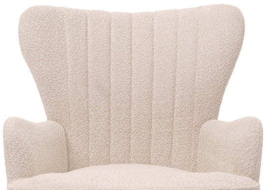 Cosmo Casa - Loungestoel - Cocktail-Vleugelfauteuil - Gestoffeerde Retro Vintage Stoel - Chenille Stof - 500gm - Crème-Beige