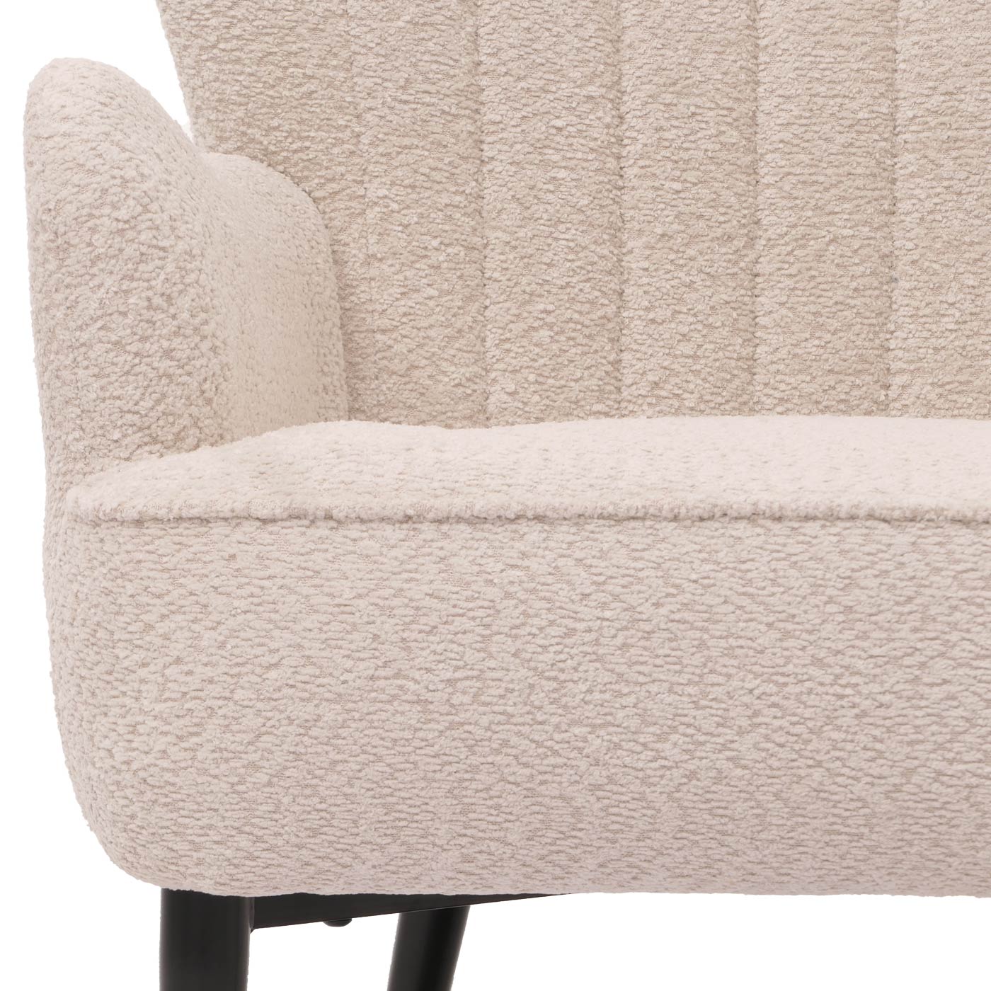 Cosmo Casa - Loungestoel - Cocktail-Vleugelfauteuil - Gestoffeerde Retro Vintage Stoel - Chenille Stof - 500gm - Crème-Beige