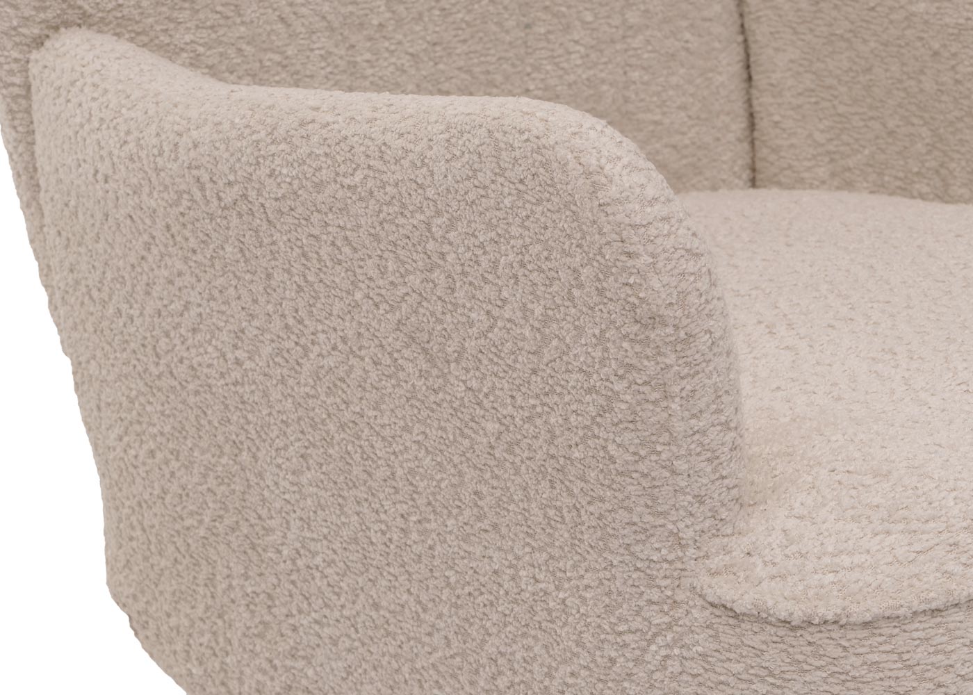 Cosmo Casa - Loungestoel - Cocktail-Vleugelfauteuil - Gestoffeerde Retro Vintage Stoel - Chenille Stof - 500gm - Crème-Beige