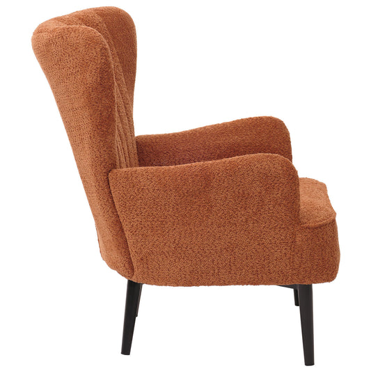 Cosmo Casa - Loungestoel - Cocktail-Vleugelfauteuil - Gestoffeerde Retro Vintage Stoel - Chenille Stof - 500gm - Oranje