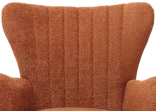 Cosmo Casa - Loungestoel - Cocktail-Vleugelfauteuil - Gestoffeerde Retro Vintage Stoel - Chenille Stof - 500gm - Oranje