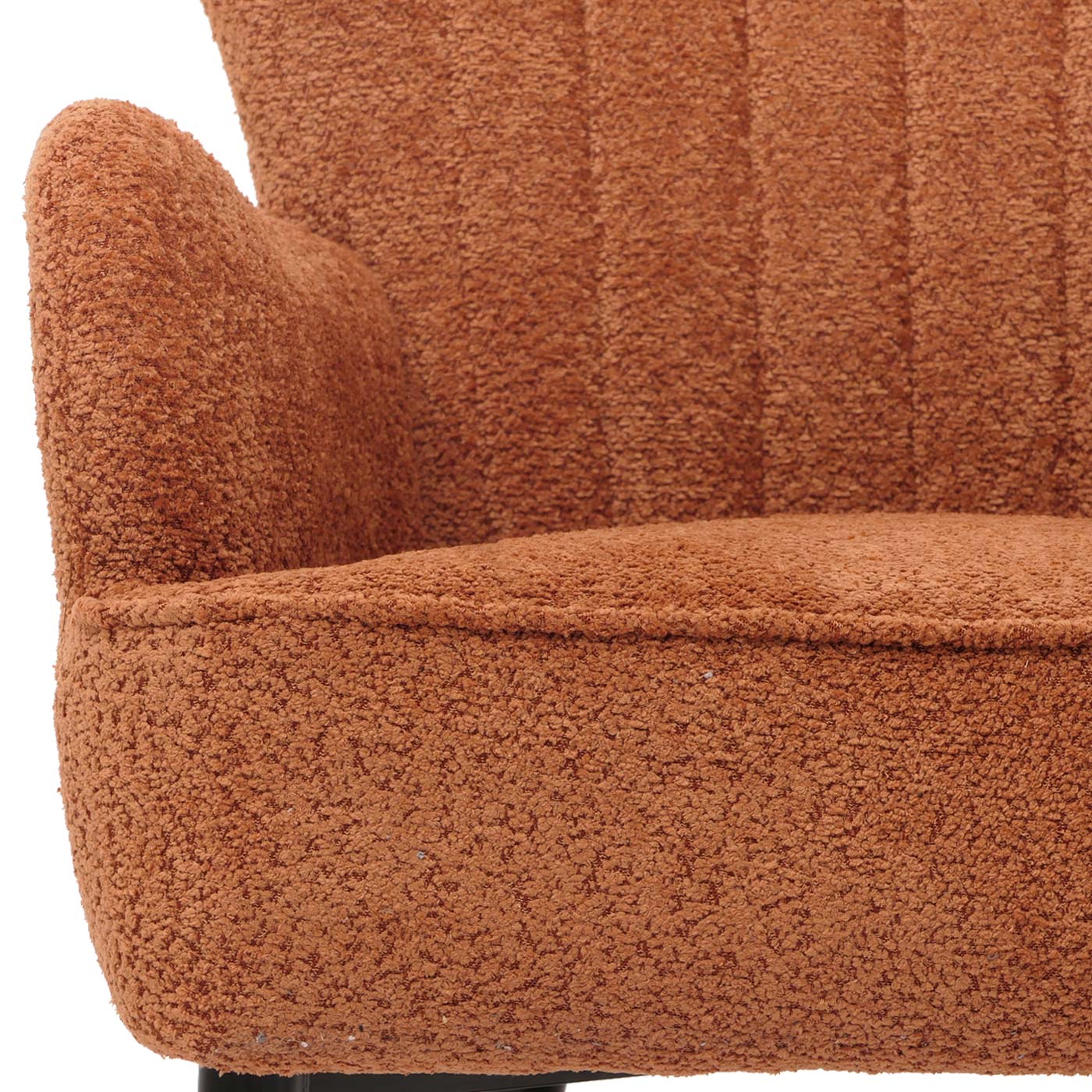 Cosmo Casa - Loungestoel - Cocktail-Vleugelfauteuil - Gestoffeerde Retro Vintage Stoel - Chenille Stof - 500gm - Oranje