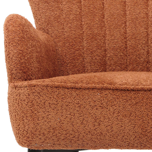 Cosmo Casa - Loungestoel - Cocktail-Vleugelfauteuil - Gestoffeerde Retro Vintage Stoel - Chenille Stof - 500gm - Oranje